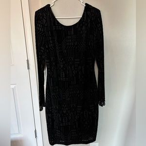 Guess Black velvet burnout long sleeve cocktail dress